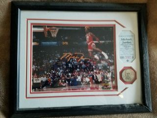 Michael Jordan,  Signed Photo,  Upper Deck,  Pro Framed With.  Frame Melted Just