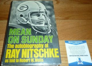 Beckett Ray Nitschke Autographed - Signed Mean On Sunday 1st Edition Book S64094