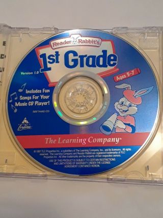 Vintage READER RABBIT 1st grade CD ROM ages 5 - 7 learning Sunmaid Ed. 2