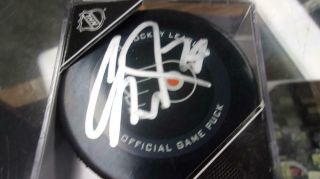 Carter Hart Philadelphia Flyers Signed Official Logo Puck