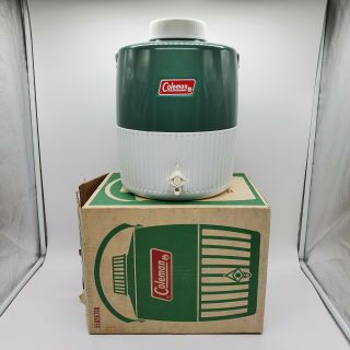 Vintage Green Coleman Snow Lite Steel 2 Gallon Cooler Water Jug W/ Box 5502b700