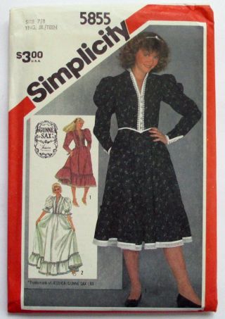 Simplicity 5855 Vintage 1980s Gunne Sax Teen/jr.  7/8 Dress Pattern Uncut