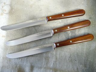 3 Vintage Case Xx Cap 254 Stainless Steel 4.  5” Blade Round Tip Steak Knife 
