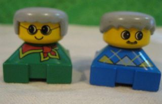 Vintage Lego Duplo House Square People Family Figures Minifigs Grandpa/grandma