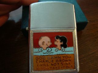 Vintage Lighter Peanuts Charlie Brown And Lucy Cartoon Scene