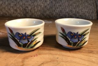 Vintage Japanese Porcelain Sake Tea Cups Set Of 2 Floral Luster Japan