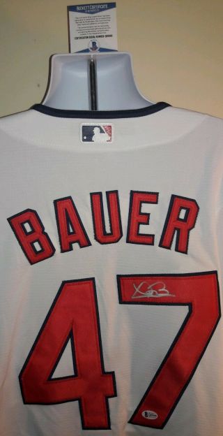 Trevor Bauer Cleveland Indians Autographed Majestic Jersey Beckett Certed