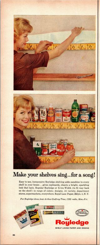 Vintage Royledge Shelf Lining Paper And Edging 1959 Print Ad