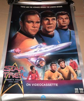Vintage 1986 Star Trek Video Promo Poster 27x40” Twenty Years Betamax/vhs Tos