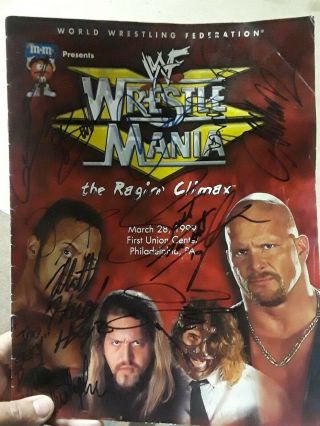 Autographed Wrestlemania 15 Program Signed By Most Of The Card Wwf Wwe