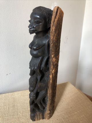 Hand Carved Vintage African Makonde Ebony Family Tree Of Life Carving