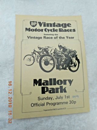 Bp Vintage Motor Cycle Race Of The Year Programme Mallory Park 1 July 1979