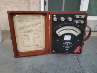 Vintage Weston Ac/dc Ammeter Model 370 No.  11885 In Wooden Case