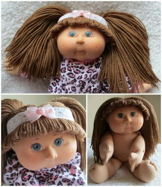 2004 Cabbage Patch Kids Baby Doll Girl Brown Hair Blue Eyes Dimples Rare Htf Cpk