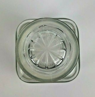 Vintage Anchor Hocking Clear Glass Square Apothecary 1/2 qt Storage Jar w/Lid 3