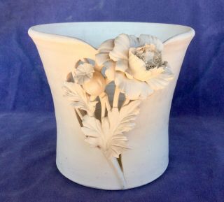 Cliff Top Pottery Eddins White Bisque Poppy Flower Pot Vintage American Art