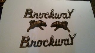 Vintage Brockway Truck Left And Right Letters And Dog Emblems