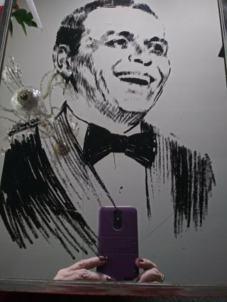 Frank Sinatra Rare Vintage Mirror With Picture & Signature On Front.