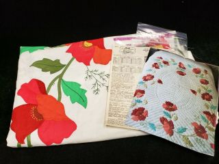 Vintage Garden Poppies Applique Quilt Kit Bucilla No.  8971 Estate Find Started
