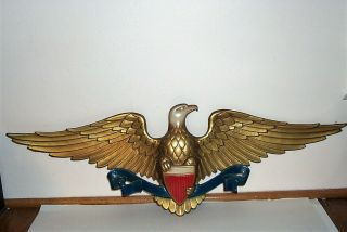 Usa Vtg Sexton Cast Metal Eagle W/shield Red/white,  Blue,  Gold 27 " Wingspan