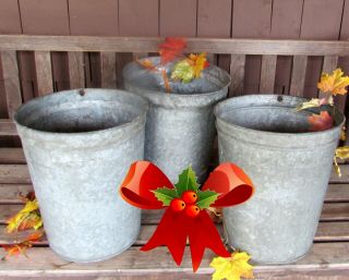 3 Tall Vintage Vermont Maple Sap Buckets Rustic Farmhouse Christmas Holidays