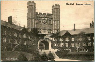 Vintage Princeton University Jersey Postcard " Blair Hall " W/ 1917 Cancel