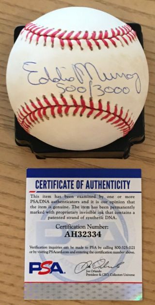 Rare Eddie Murray With 500/3000 Psa/dna Authenticated Signed A.  L.  Baseball