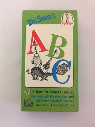 Vintage Dr.  Seuss’s Abc - Vhs,  I Can Read With My Eyes Shut/ Mr Brown Can Moo