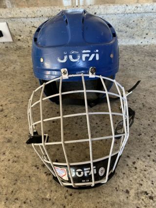 Vintage Jofa 381 Sr Senior Hockey Helmet Blue With Mask