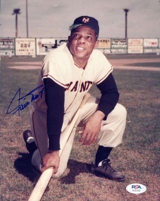 Willie Mays Psa Dna Hand Signed 8x10 Photo Autograph