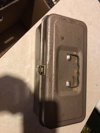 Vintage Little Gray Metal Tool Box With Tray