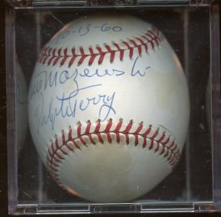 Bill Mazeroski / Ralph Terry 10 - 13 - 60 Signed Onl Coleman Baseball Hologram