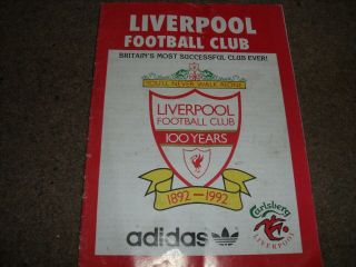 Vintage Liverpool Football Club 16 Page Brochure 100 Years Centenary 1892 - 1992