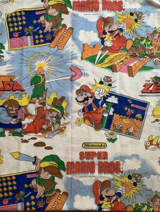 Vintage 1988 Nintendo Mario Bros Legend Of Zelda Bed Sheet