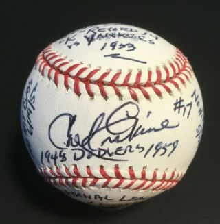 Carl Erskine Brooklyn Dodgers Signed Ins Stat Baseball Autograph Jsa