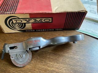 Vintage Dymo Mite M - 2 Metal Patent Pending Tapewriter Label - Maker W/original Box