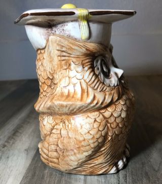 Treasure Craft Ceramic Vtg Owl With Mortar Graduation Cap Coin Bank Collectible 2