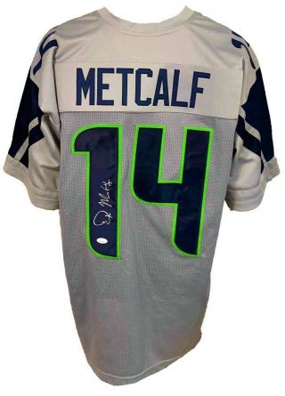 Seattle Seahawks D.  K.  Metcalf Autographed Pro Style Grey Jersey Jsa Authentic.