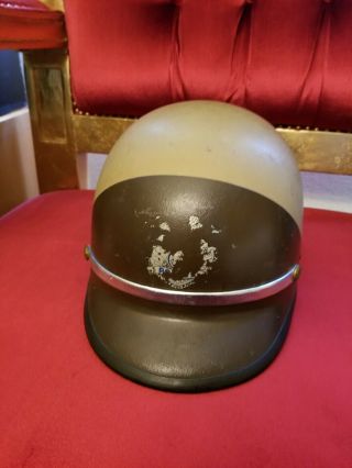 Vintage Police Bell Toptex Motorcycle Helmet Tan Grey Brown Obsolete Chp