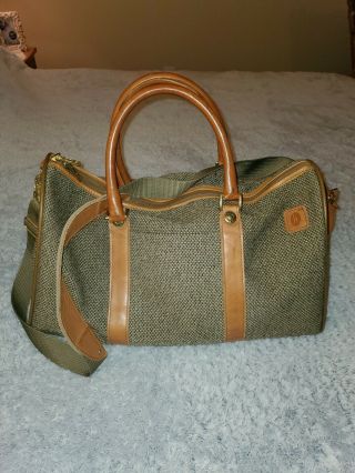 Vintage Hartmann Tweed And Leather Luggage Duffle Overnight - Carry On - Euc