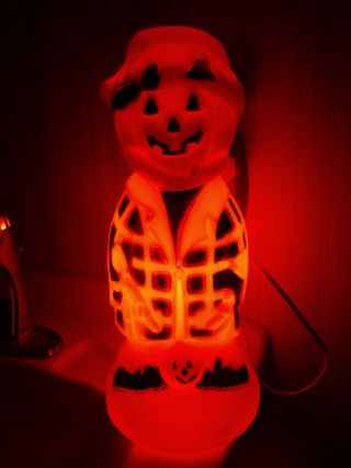 VINTAGE Halloween Blow Mold Jack - O - Lantern Head Man Scarecrow - BRIGHT,  Bold 2