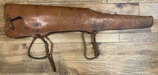 Vintage Hunter 402 Leather Rifle Scabbard 36 " Long 9” Opening Bolt Action Strap