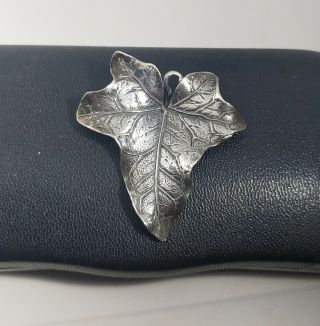 1 7/8 " Vtg Designer Guglielmo Cini Sterling Silver Ornate Leaf Brooch Pemdant