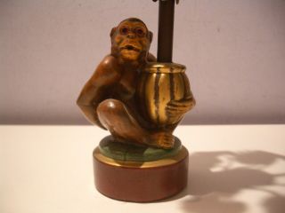 Vintage Petites Choses Metal Monkey Candle Holder Gold Basket Palm Tree
