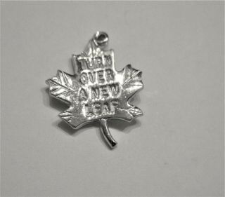 Sterling Silver Vintage Bracelet Charm Canadian Maple Turn Over A Leaf Charm