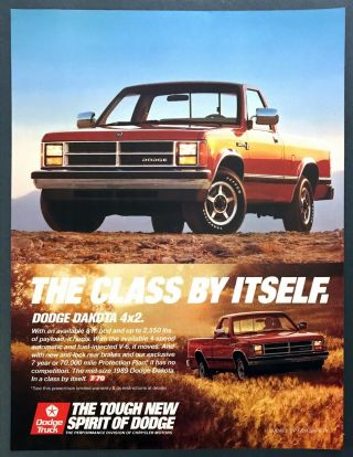 1989 Dodge Dakota 4x2 Pickup Truck Photo " In A Class By Itself " Vintage Print Ad