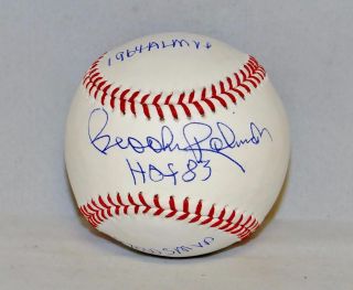 Brooks Robinson Autographed Rawlings Oml Baseball Hof/al Mvp/ Ws Mvp - Jsa W Auth