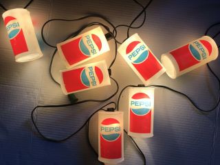 Vintage Plastic Pepsi Cola Can String Light Set Patio / Rv Camping Lighting