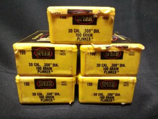 Vintage Speer 30 Cal.  308 Dia.  100 Gr.  Plinker - 5 Boxes