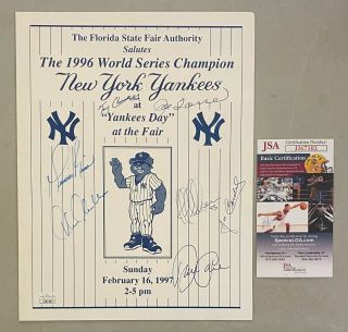 1996 Wsc Yankees Team 7x Signed Program W/ Mariano Rivera Joe Torre Hof Jsa
